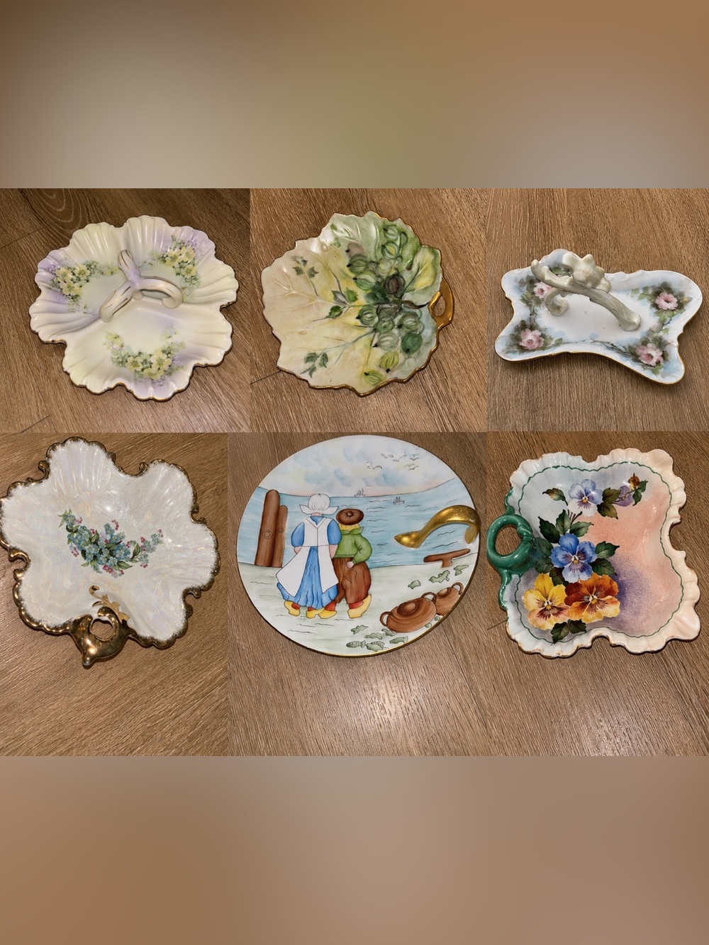 Vtg Floral Relish Tray Set 5 Pc Porcelain Candy Dishes Cottagecore Vanity B24